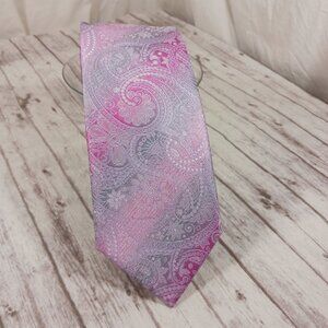 Gianfranco Tie & Pocket Square Set Pink Purple Jacquard Paisley 58x3.25" NEW